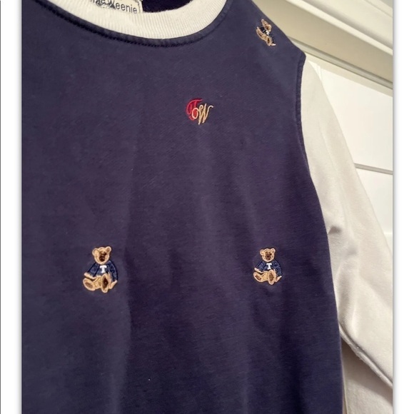 TEENIE WEENIE Twteenie  Sz L  Sweatshirt Cream Sleeves Teddy Bear Embroidered - Picture 3 of 8